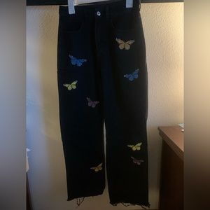 Black butterfly embroidered size Medium Shein dad jeans